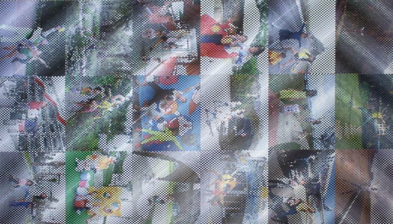 가족여행 · mixed media · 109.2x154.2cm · 2019 · family trip · mixed media