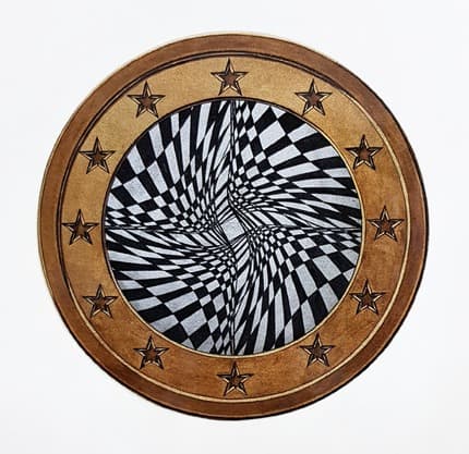 Mind Control Ⅳ · 비단에 수묵채색과 혼합재료 · 25x25cm · 2019 · Mind Control Ⅳ