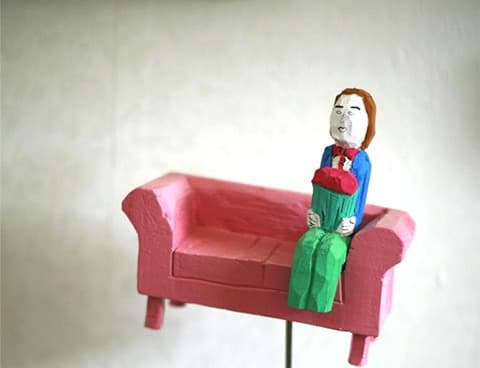 꽃을 든 남자 · 나무에 채색 · 2009 · Man with flowers