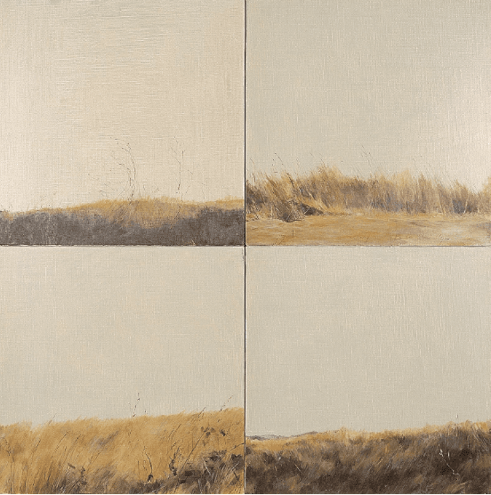 詩 · oil pencil on canvas · 40x40cm x 4pieces · 2004 · Poem · oil pencil on canvas