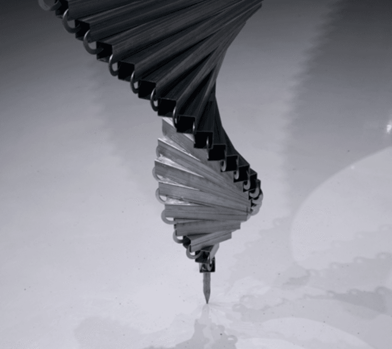 기원-막대나선공명 · 각파이프, 금속링 · 가변설치 · 2019 · Origin-Barred Spiral Resonance