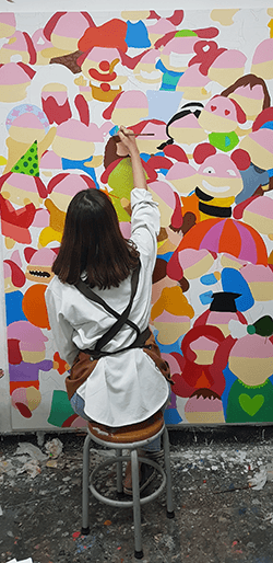 동심 · 캔버스, 아크릴, 페인트, 마카 · 193.9*130.3cm · Childlike