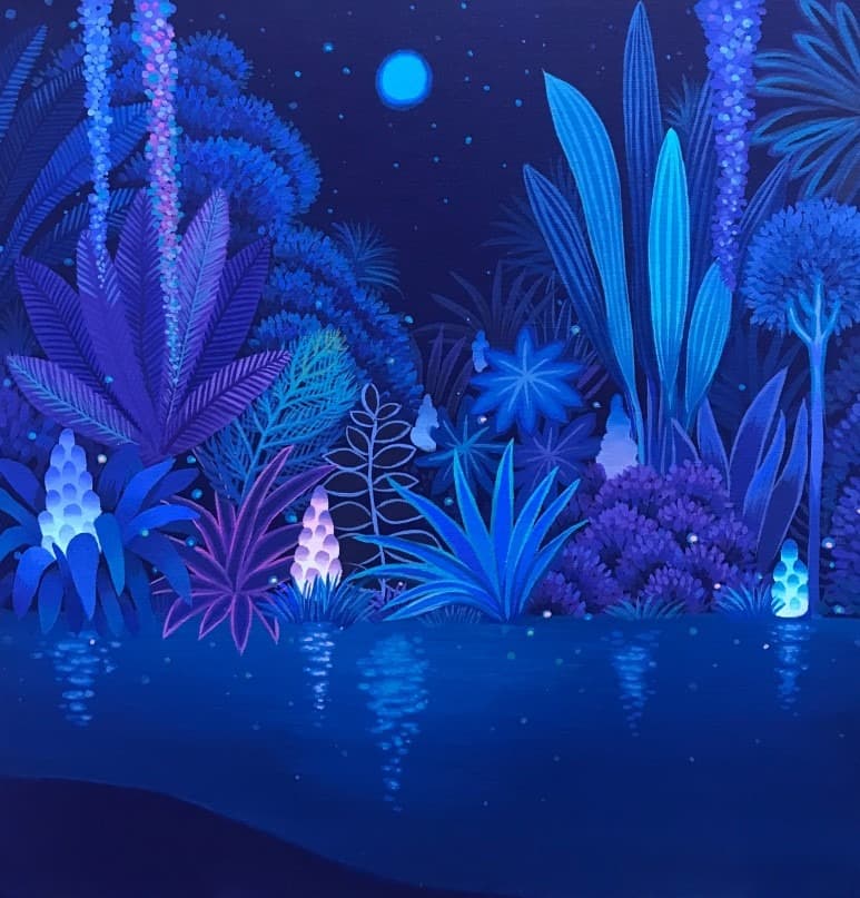 김민송_어느 숲의 밤 · Acrylic on canvas · 30x30cm · 2019 · Night in the forest · Acrylic on canvas