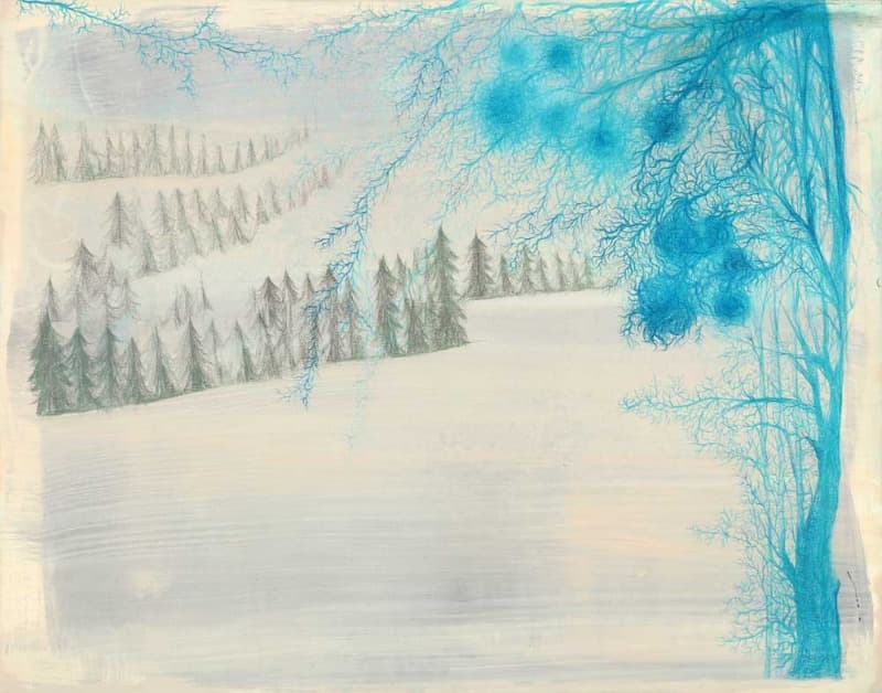 풍경 · Colored pencil and acrylic on paper · 27.5x35cm · 2019 · Landscape · Colored pencil and acrylic on paper