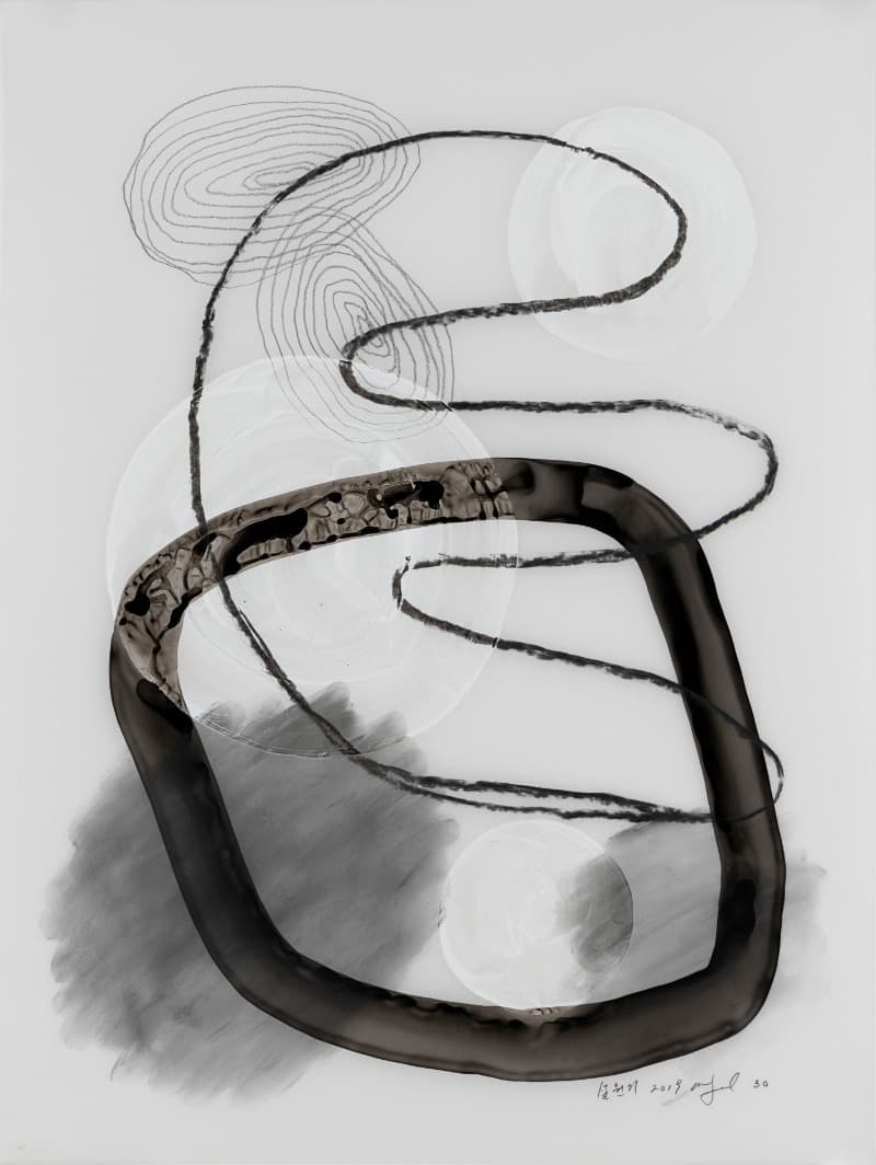 30 · mixed media on polyester film · 61X46cm · 2019 · 30 · mixed media on polyester film