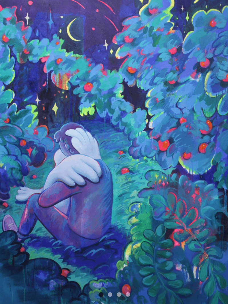At the fruit garden · oil on canvas · 200 x 150cm · 2019 · At the fruit garden · oil on canvas