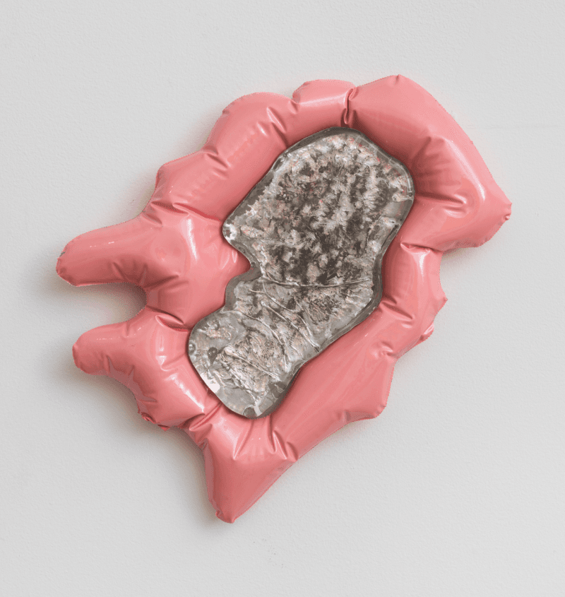 Saturday Morning Series: Small Pink Mirror · resin, vinyl, glass, foil · 30.5 x 39.4 x 5.1 cm · 2013 · Saturday Morning Series: Small Pink Mirror · resin, vinyl, glass, foil