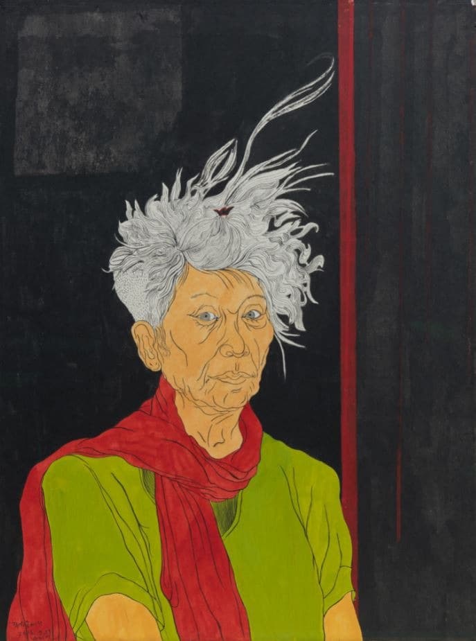 자화상 · 한지에 채색 · 93x70cm