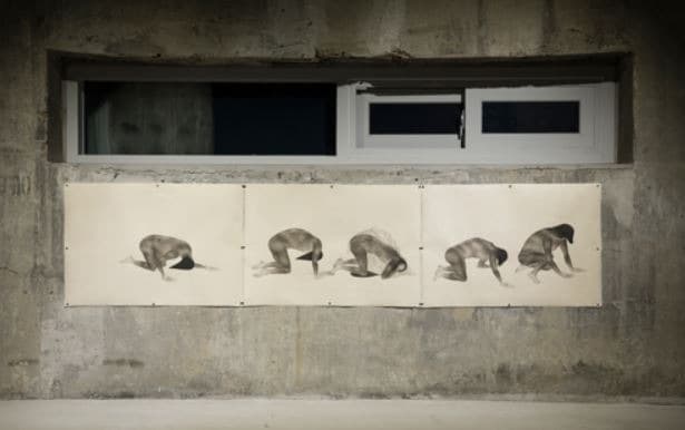 굴의 시간(Bunker) · 한지에 먹 · 63×280cm · 2018