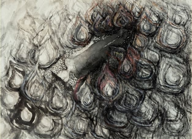 작가를 찾는 등장인물 · 한지에 수묵, 목탄 외 · 47×63cm · 2018 · Character in search of an Author