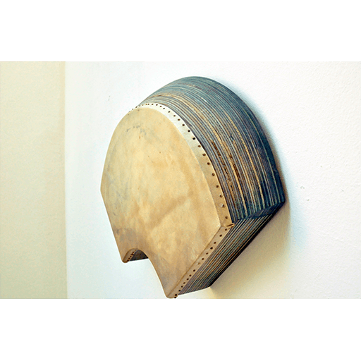 Long Gibbous · wood, gouache, cow leather · 35x33x12cm · 2019 · Long Gibbous · wood, gouache, cow leather