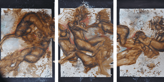 giovanni manzoni piazzalunga_낙화 · 커피, 목탄 · 240x140cm · falling blossoms