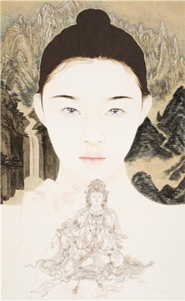 박미진, awakening · 장지에 중채 · 160x100cm · 2019 · awakening