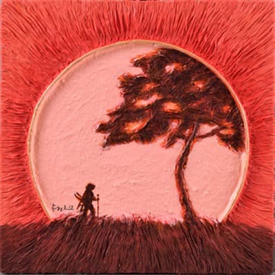 일출 · 한지-혼합재료 · 40x40cm · 2012 · Sunrise · Korean paper-mixed material