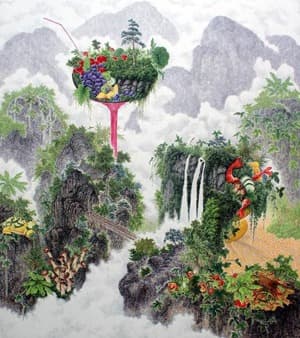 맛있는 산수 · 장지에 수묵채색 · 160x140cm · 2013 · Delicious Landscape · Watercoloring on screen