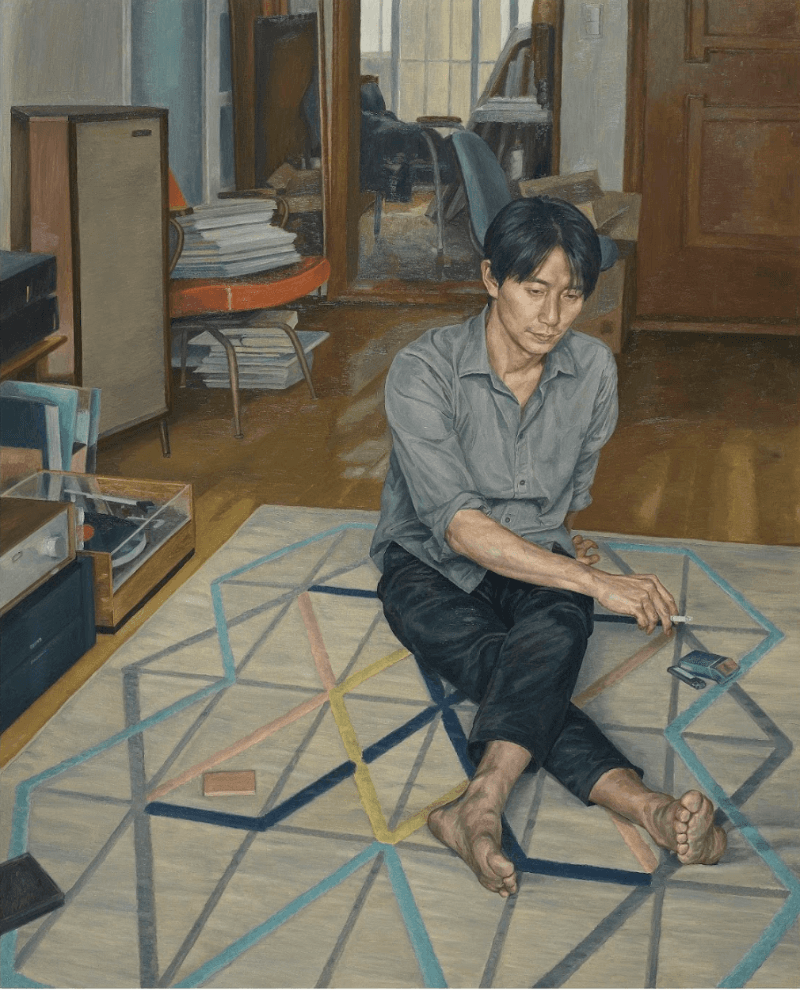 〈담배피는 DW〉 · 캔버스에 유화 · 162.2 x 130.3 cm · 2019, 이미지 출처_ 원앤제이 갤러리 · smoking DW · Oil on canvas