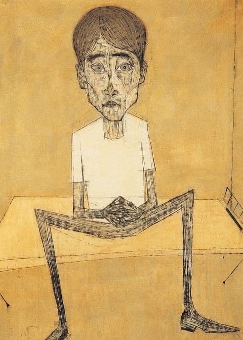 자화상 · 한지에 목탄채색 · 148×106cm · 2001 · Self-portrait
