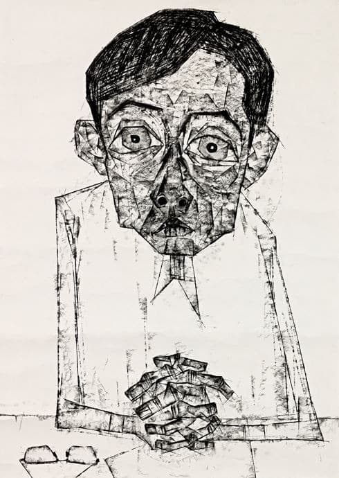 남자 · 한지에 목탄 · 105×74cm · 2005 · A man