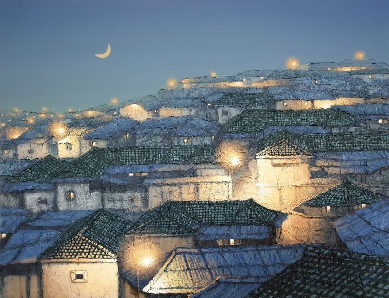 정영주_초승달1019 · 아클릴릭 · 43x53cm · 2019_캔버스 위에 종이 · crescent moon 1019 · acrylic
