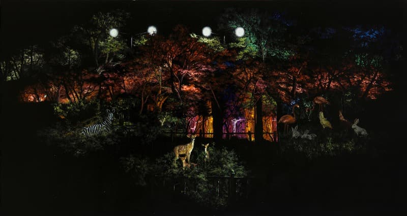 김춘재_동물의 밤 · Oil on canvas · 104x194cm · 2016 · The night for animals · Oil on canvas