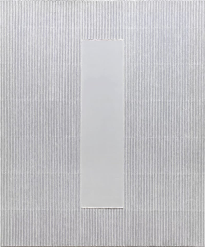 Ecriture No.021030 · 캔버스에 아크릴과 풀먹인 한지 · 195x162cm · 2002 · Ecriture No.021030 · Acrylic with Korean Hanji paper on canvas