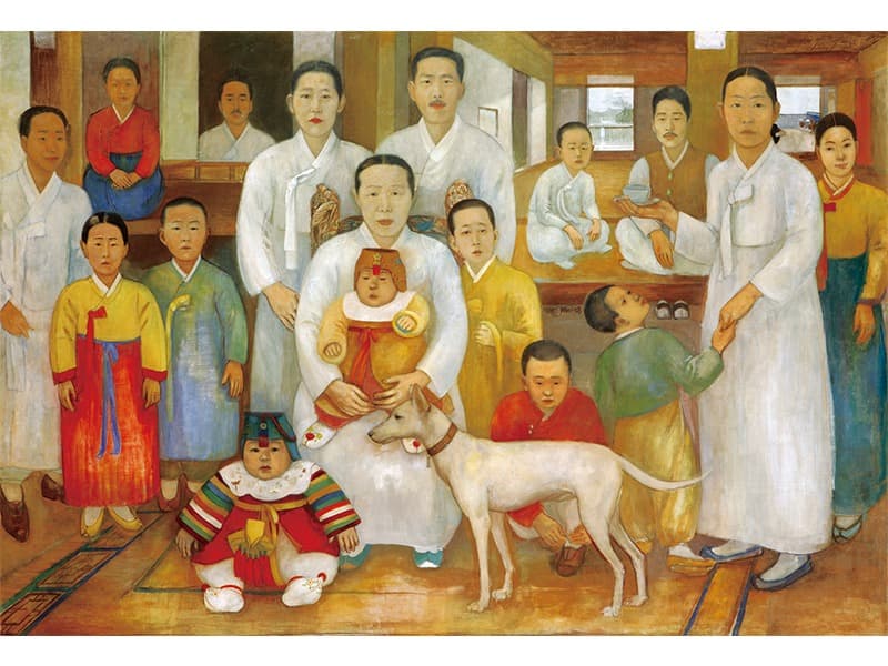 배운성 가족도 · 캔버스에 유채 · 139 x 200.5 cm · 1930-35 대전프랑스문화원 소장