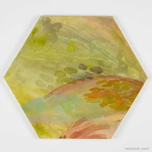 An opaque body · 비단을 배접한 캔버스에 혼합재료 · Hexagon 30cm · 2019 · An opaque body · Mixed Materials On Silk-Lined Canvas