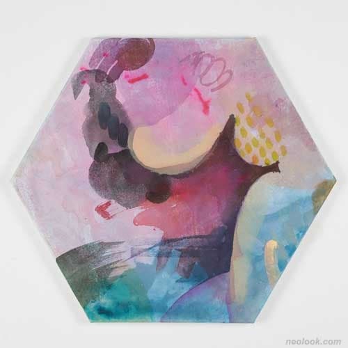 An opaque body · 비단을 배접한 캔버스에 혼합재료 · Hexagon 30cm · 2019 · An opaque body · Mixed Materials On Silk-Lined Canvas