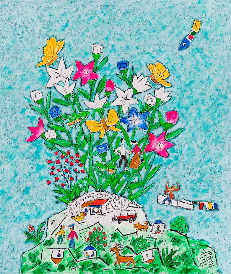 제주생활의중도 · 장지 위에 혼합 · 53.0 x 45.5 cm · 2017