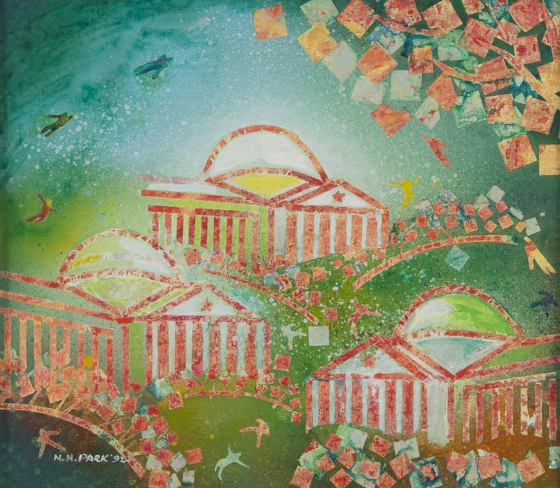 박남희_하늘을 향하여, 빛을 향하여 · 캔버스에 유채 · 44x51.5cm · 1992 · Park Nam-Hee_Facing the sky, toward the light · Oil on canvas