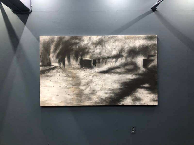 공습 · 한지에 채색 · 120x200cm · 2019