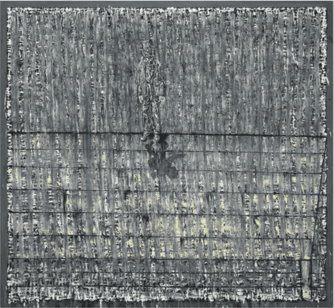 끝에 서 있는 · 한지에 혼합재료 · 148cm x 162cm · 2018 · stand at the end · Mixed media on paper