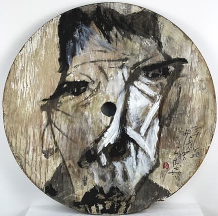 권기철_우리시대 가장 · 나무 위에 혼합재료 · 60x60cm · 2000 · Kwon Ki-Chul_The Father of our time · Mixed Materials On Wood