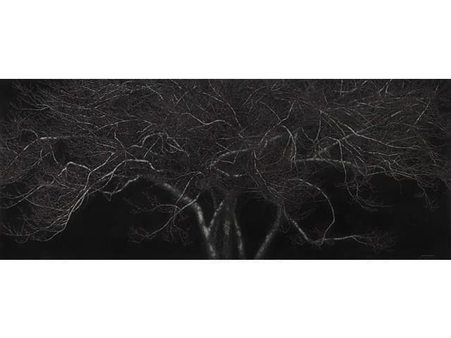PINKMOON · 캔버스에 목탄 · 194×518cm · 2017 · PINKMOON · Charcoal on Canvas