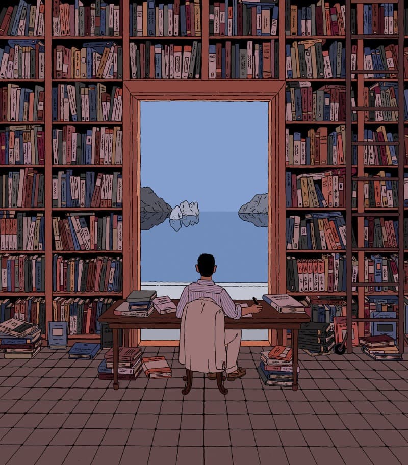 A Library by the Tyrrhenian Sea · 디지털 프린트 · 87x100cm · 2019 · A Library by the Tyrrhenian Sea · Digital print