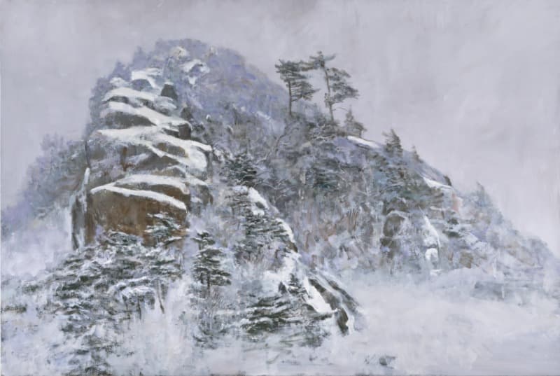 이원희, 봉화설경 · 캔버스에 유채 · 130.5×194cm · 2020 · Lee Won-hee, The peak of a snow mountain · Oil on canvas