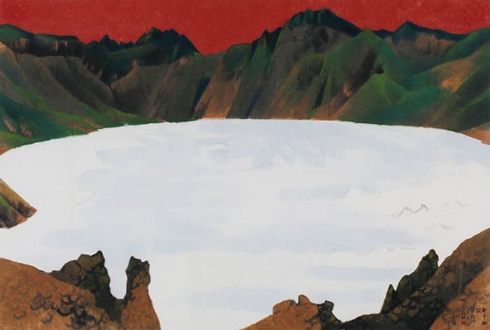 민경갑, 백두산 · 종이에 수묵담채 · 130x196㎝ · 1990 · Min Kyung-gab, Baekdusan Mountain · Ink and color on paper