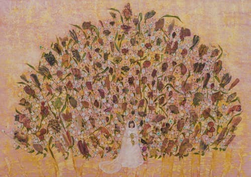 송하나, 신부 · 종이 위에 콜라쥬, 유채 · 76x107cm · 2016 · Song Ha-na, Bride · Collage and oil on paper