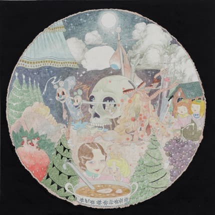 권순영, LOVE 5 · 한지에 채색, 아크릴릭 · 50x50cm · 2017 · Kwon Soon-young, LOVE 5 · Acrylic and color on Korean paper