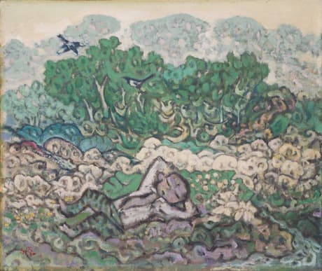 김원, 향리鄕里 · 캔버스 화판 위에 유채 · 37.5x45cm · 1976 · Kim Won, Hometown · Oil on canvas