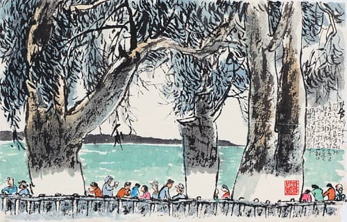 박석신, 호수가 만든 바다의 꿈 · 한지에 수묵담채 · 24x16cm · 2020 · Park Seok-shin, Dream of the sea made by the lake · Color on paper