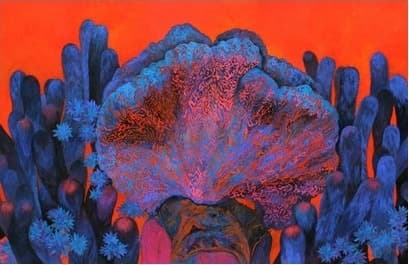김종미, 안식처 · 장지에 분채 · 65x100cm · 2017 · Kim Jong-mi, Resting Place · Color on paper
