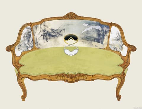 전수경, 뫼비우스 꿈, Mobius Dream · 한지에 먹, 채색, 콜라주 · 144x111cm · 2007 · Jeon Soo-kyung,  Mobius Dream · Ink and color on Korean paper, Collage