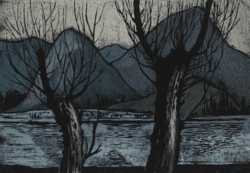 낙동강 - 김우조 · woodcut print · 41.5×60cm · 1978 ©Daegu Art Museum Collection · woodcut print