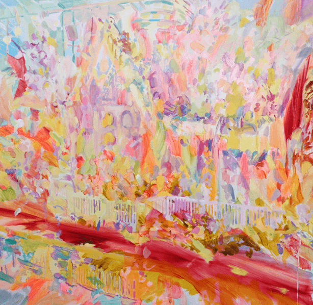 전은숙, floating house · oil on canvas · 100cm x 100cm · 2019 · floating house · oil on canvas