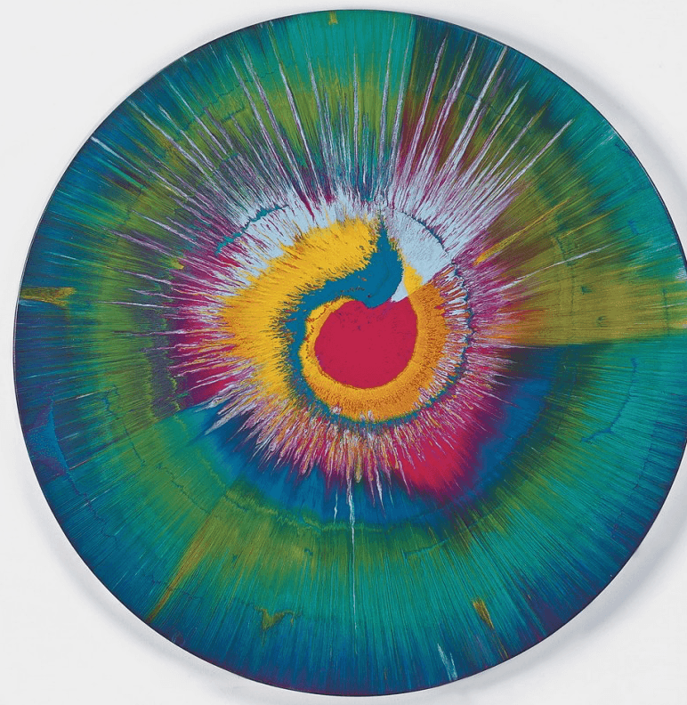 데미안 허스트-Beautiful Retro Life in a Capsule Painting · Huseehoid Gloss on Canvas · 직경 152.4cm 60인치 · 2006
