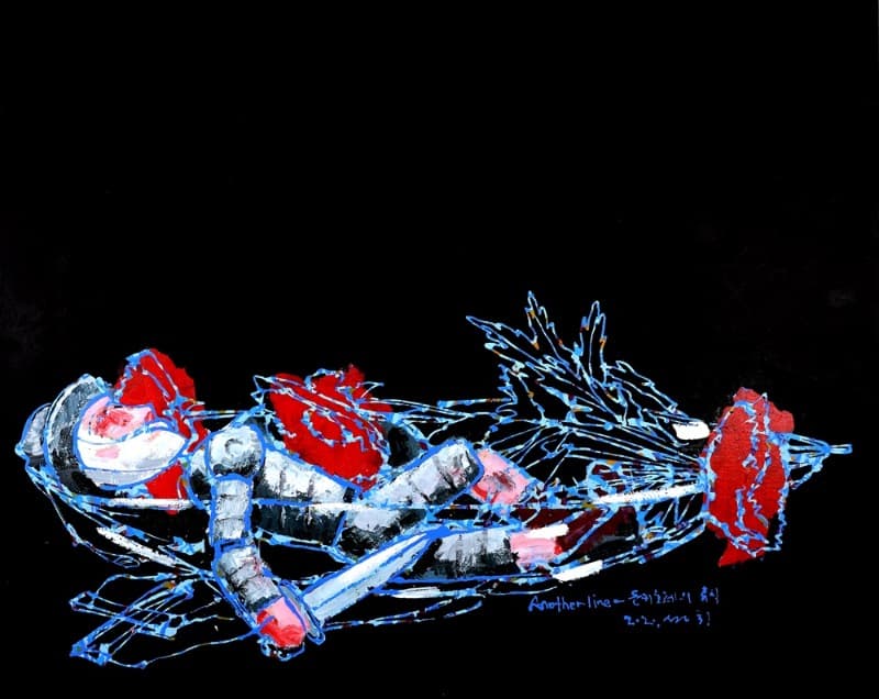 Another line -돈키호테의 휴식 · Acrylic on canvas · 162.2x130.3cm · 2020 · Another line · Acrylic on canvas
