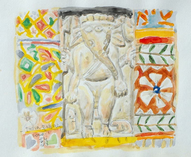 India문양연구(1) · 종이, 연필, 수채 · 25x20cm · 2020