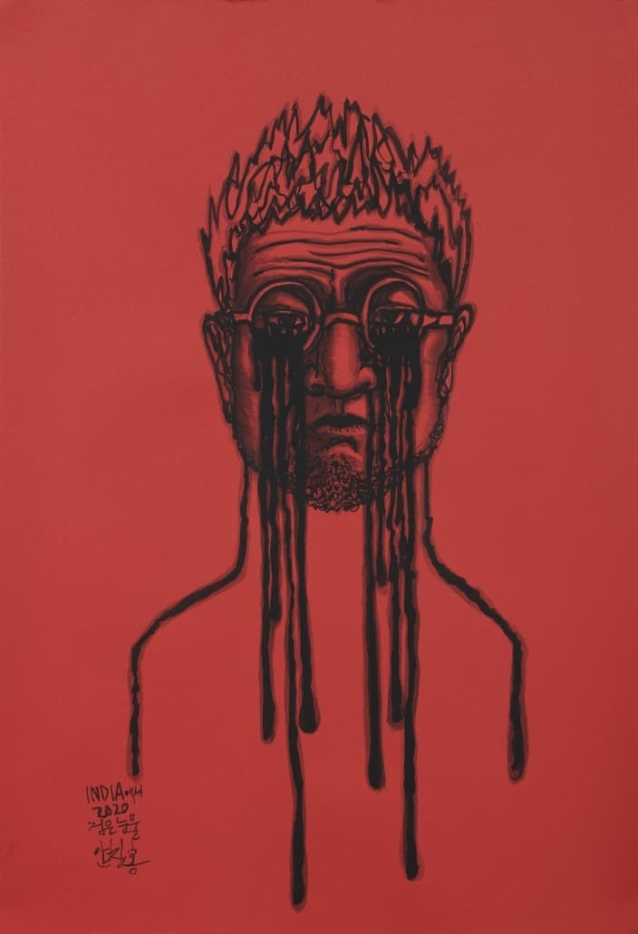 India에서 검은 눈물 · 종이 위에 먹 · 79x54cm · 2020