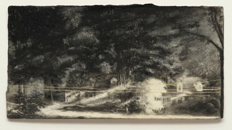 Late Sun · watercolor, graphite, conté crayon, litho crayon, and pen and ink on Fabriano paper · 13.3 x 25.1 cm (5 1/4 x 9 7/8 in) · 1990-1996 © Charles Ritchie · Late Sun · watercolor, graphite, conté crayon, litho crayon, and pen and ink on Fabriano paper